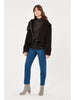 Faux Suede Jacket with Borg Lining in Black-jacket-Leggsington