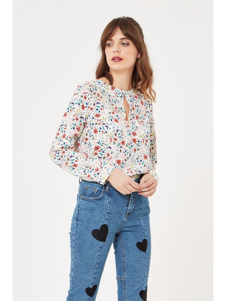 Long Sleeve Floral Blouse-Top-Leggsington