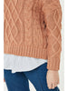 Cable Knit Sweater with Faux Shirt Attached Under Shirt-Sweater-Leggsington