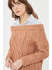 Cable Knit Sweater with Faux Shirt Attached Under Shirt-Sweater-Leggsington