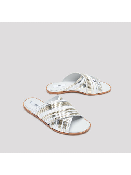 Miista - DEB SILVER RATTAN SANDALS-Shoes-Leggsington